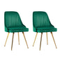 Dining Chairs Set of 2 Velvet Channel Tufted Green