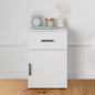 PORTO BEDSIDE TABLE - WHITE - SLIM - OVAL BLACK