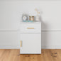 PORTO BEDSIDE TABLE - WHITE - SLIM - OVAL BRASS