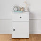 PORTO BEDSIDE TABLE - WHITE - SLIM - ROUND BLACK
