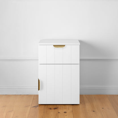 PORTO BEDSIDE TABLE - WHITE - VJ PANEL - PULL BRASS