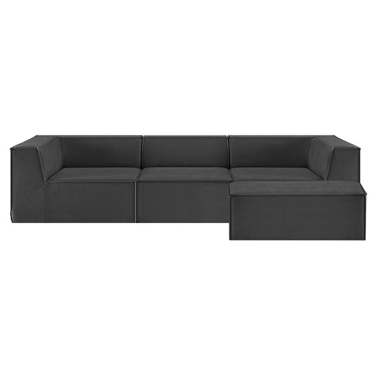 Novi 3-Seater Modular Sofa with Ottoman in Black Non-Slip Bottom Lounge