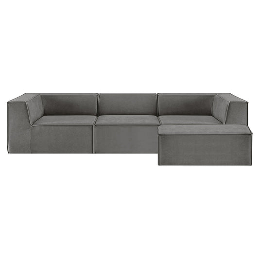 Novi 3-Seater Modular Sofa with Ottoman in Grey Non-Slip Bottom Lounge