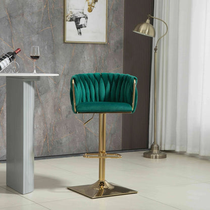 SERENITà Modern Velvet Breakfast Bar Stools Swivel Barstools Adjustable Counter Stools with Backrest Set of 2 Emarald Green