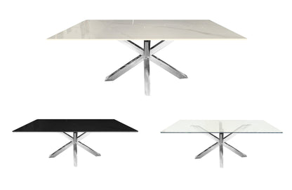 Miles Silver With White Marble Dining Table - 90cm x 180cm