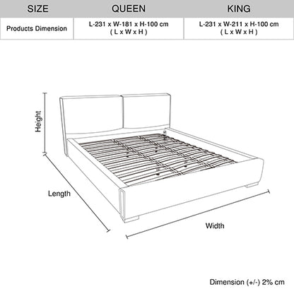 Louis King Bed Frame PU leather KD Slat in Wooden Legs