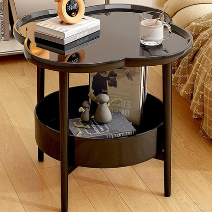 Trendy Black Round Coffee Side Table Modern Minimalist End Table for Living Room