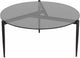 Modern Round Tempered Glass Coffee Table Sofa Side End Table Brown Tinted Metal Frame Living Room