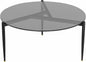 Modern Round Tempered Glass Coffee Table Sofa Side End Table Brown Tinted Metal Frame Living Room