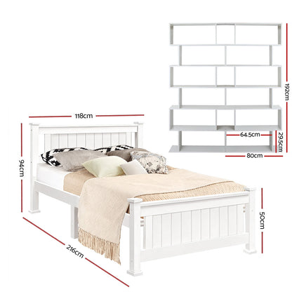 King Single Bed Frame and Bookshelf