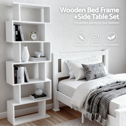 King Single Bed Frame and Bookshelf