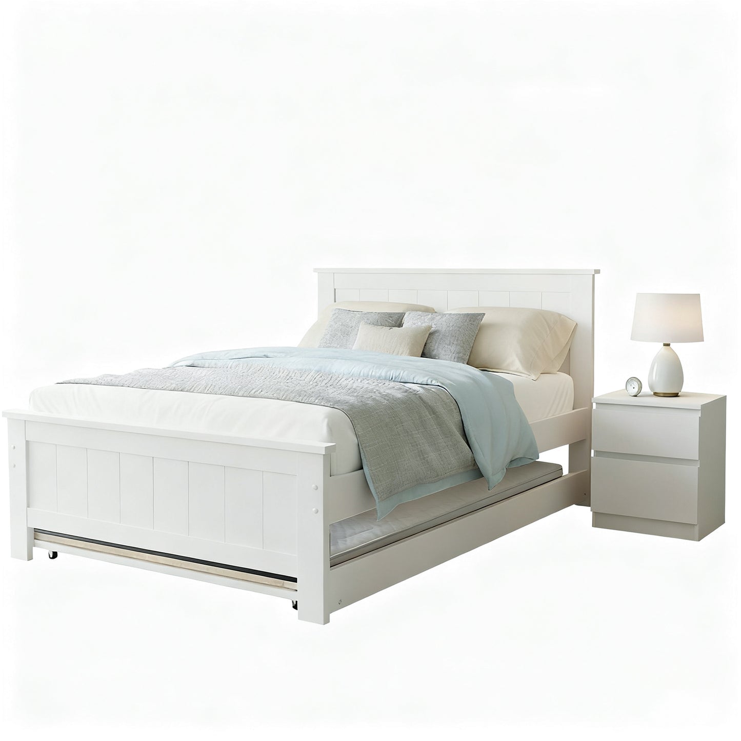 King Single Bed Frame and Bedside Table