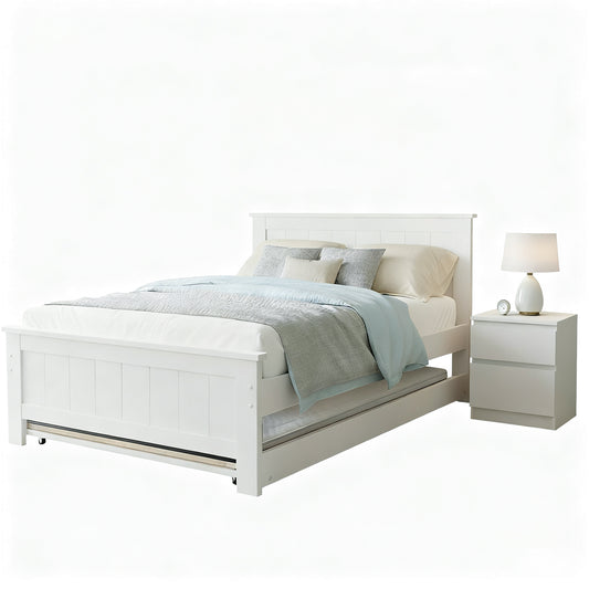 King Single Bed Frame and Bedside Table