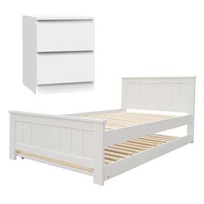 King Single Bed Frame and Bedside Table