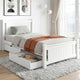 Bed Frame King Single Size Wooden Platform with 2 Storage Drawers White RIO