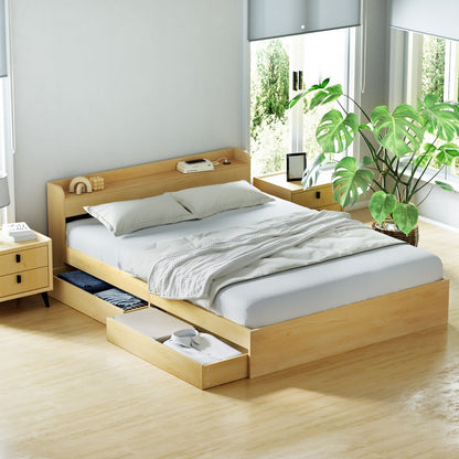 Bed Frame Queen Size with Charging Ports and 2 Drawers AURA