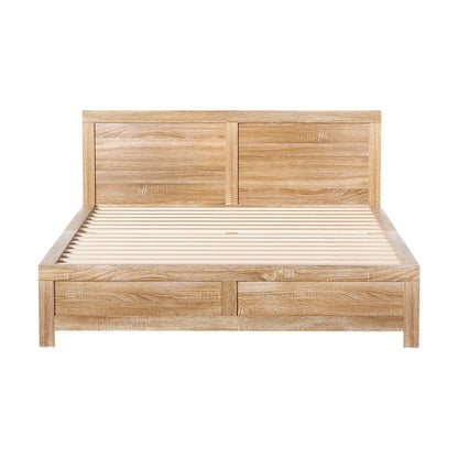 Bed Frame Double Size Wooden Acacia Wood OATMEAL