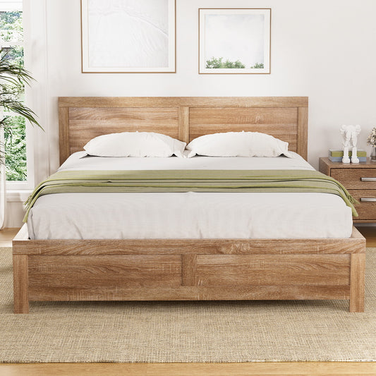 Bed Frame Double Size Wooden Acacia Wood OATMEAL