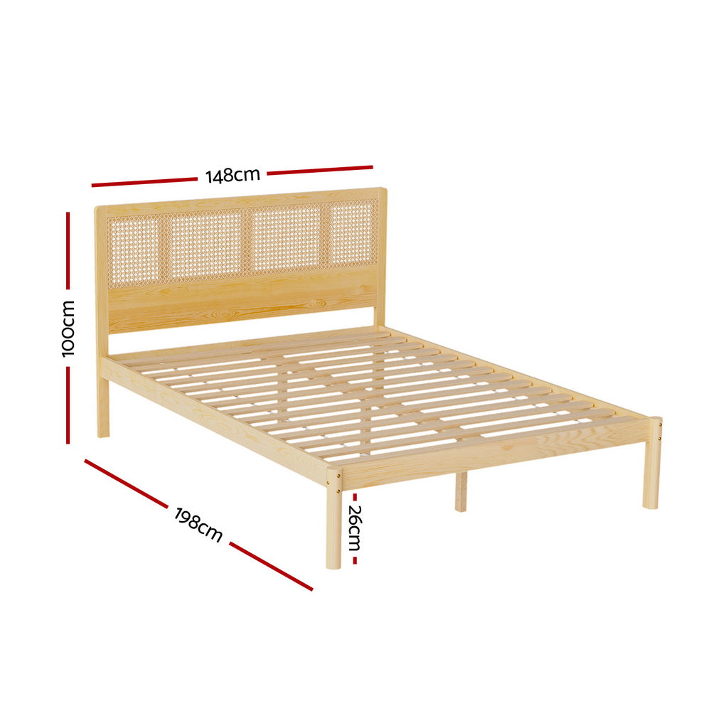 RITA Bed Frame Double Size Rattan Wooden