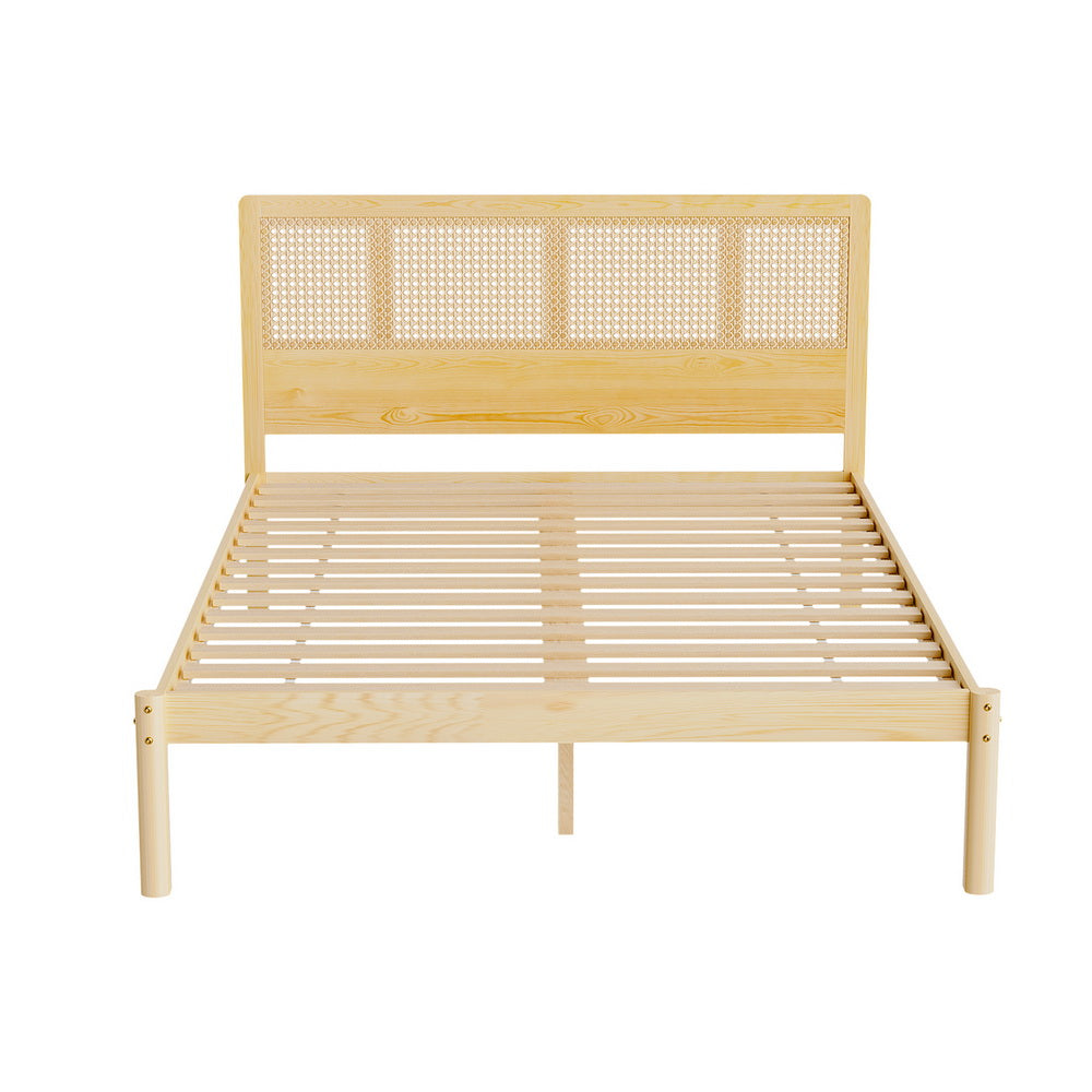 RITA Bed Frame Double Size Rattan Wooden