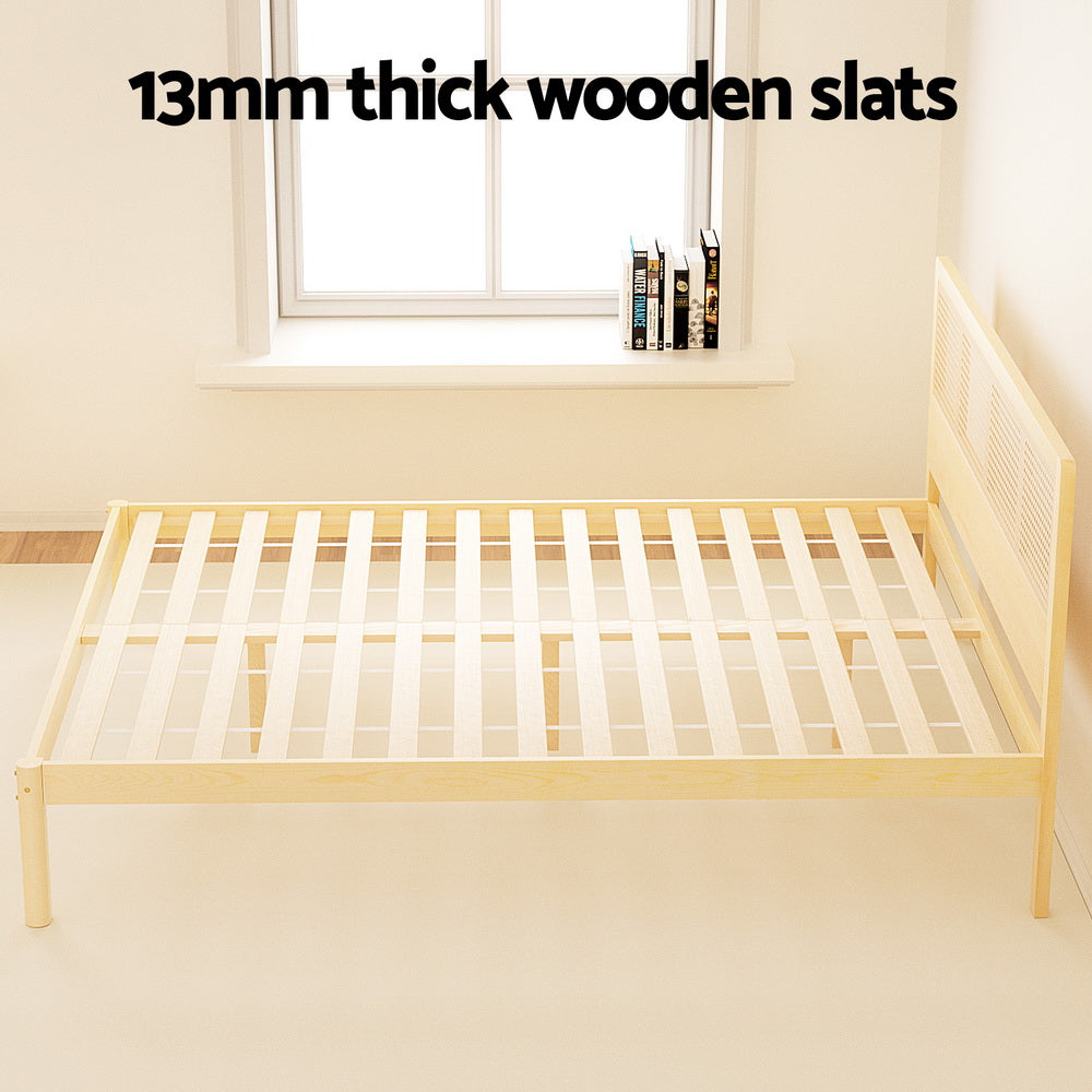 RITA Bed Frame Double Size Rattan Wooden