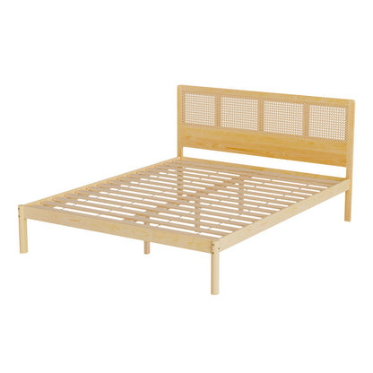 RITA Bed Frame Queen Size Rattan Wooden