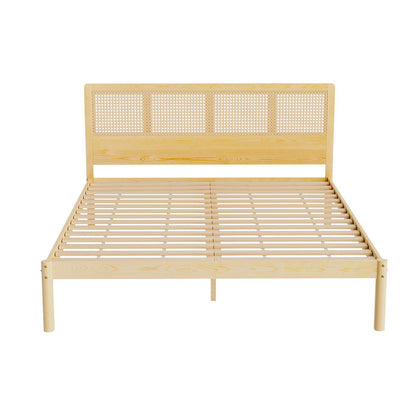 RITA Bed Frame Queen Size Rattan Wooden