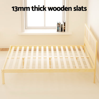 RITA Bed Frame Queen Size Rattan Wooden