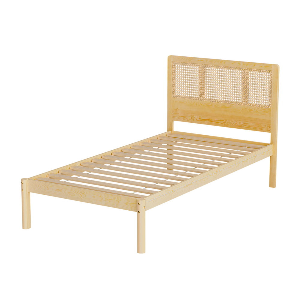 RITA Bed Frame Single Size Rattan Wooden