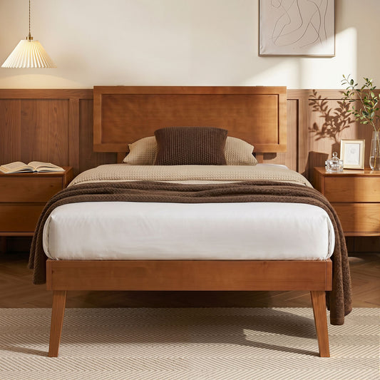 Bed Frame Single Size Wooden Bed Base Walnut SPLAY
