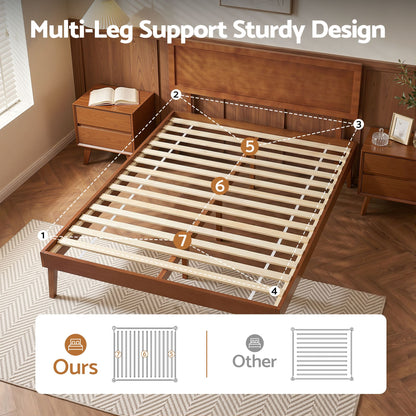 Artiss Bed Frame Single Size Wooden Bed Base Walnut SPLAY