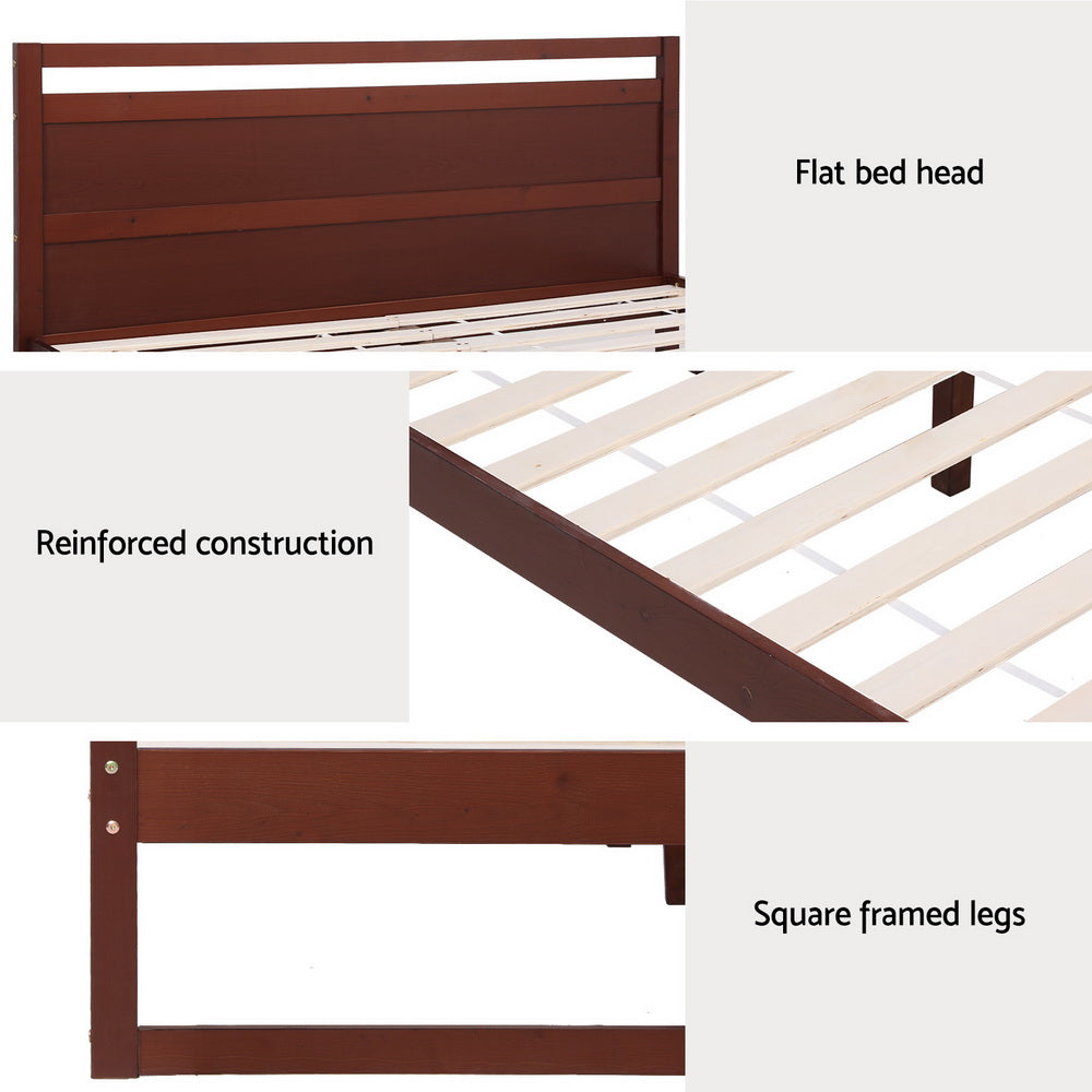 WITTON Bed Frame King Single Size Wooden Walnut