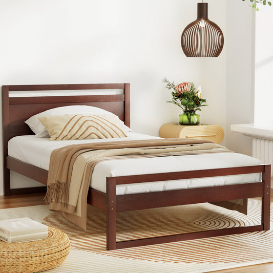 WITTON Bed Frame King Single Size Wooden Walnut