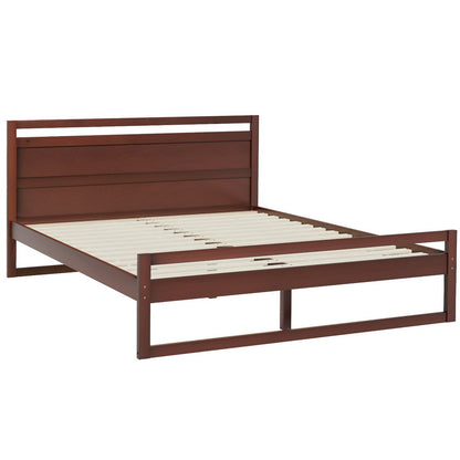 WITTON Bed Frame Queen Size Wooden Walnut