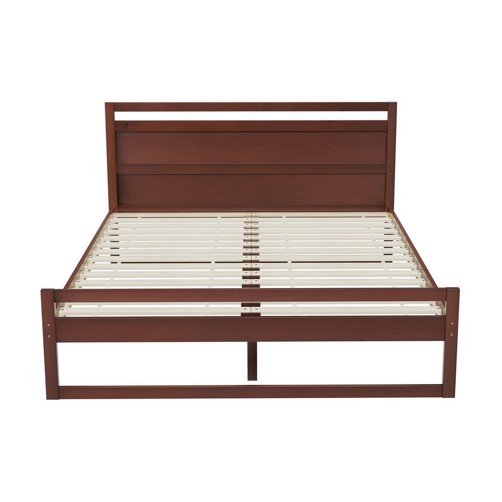 WITTON Bed Frame Queen Size Wooden Walnut