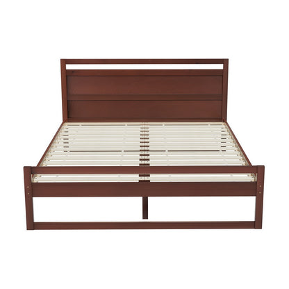 WITTON Bed Frame Queen Size Wooden Walnut