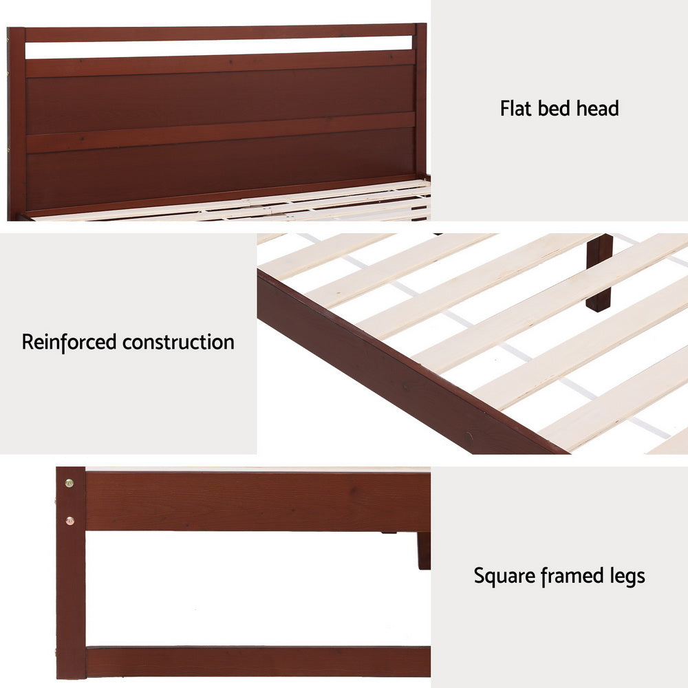 WITTON Bed Frame Queen Size Wooden Walnut