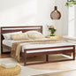 WITTON Bed Frame Queen Size Wooden Walnut