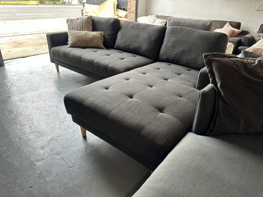 ⭐️ Charcoal L-shape Sofa | Pre-owned – Steam cleaned | SYDNEY WIDE DELIVERY
