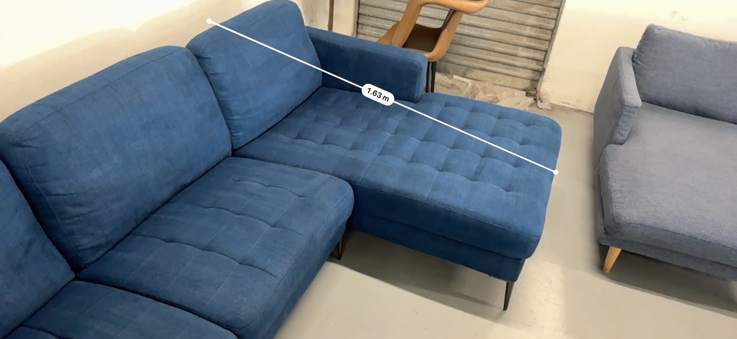 Navy Blue L-Shape Sofa | Modern Design | Pre-Owned | Steam Cleaned
