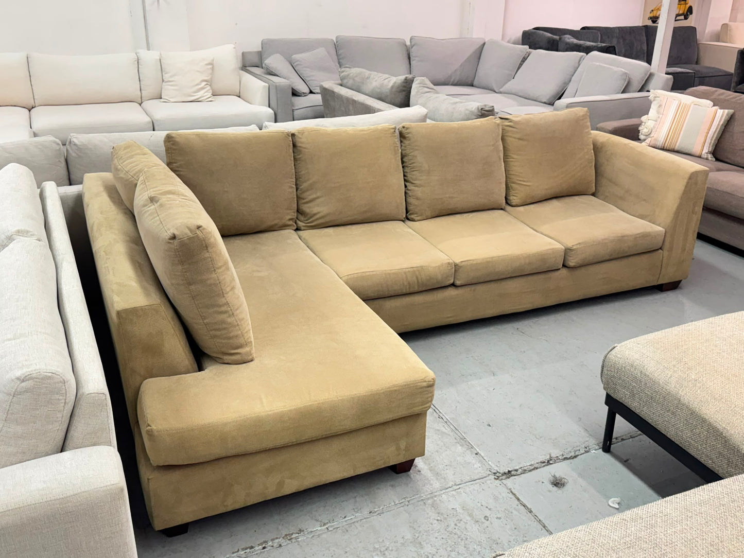 Mocha L-Shape Lounge – Spacious L-Shape | Pre-Owned | Steam Cleaned | Sydney-Wide Delivery