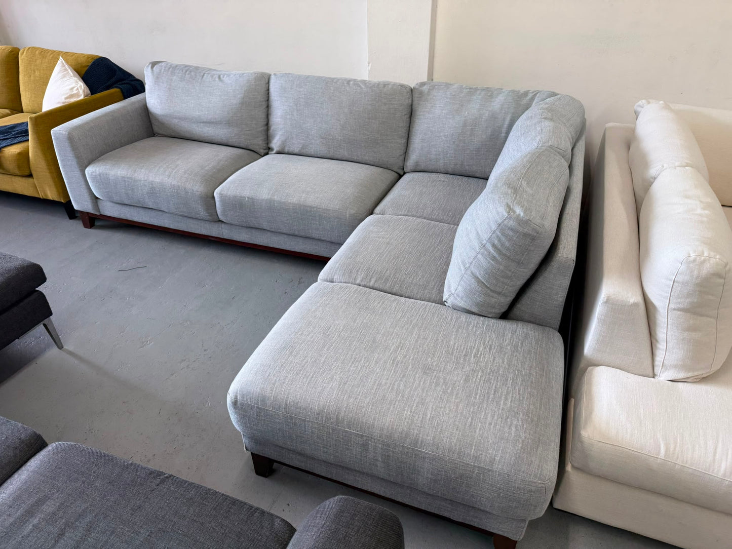 Grey L Shape Sofa – Spacious L-Shape | Pre-Owned | Steam Cleaned | Sydney-Wide Delivery