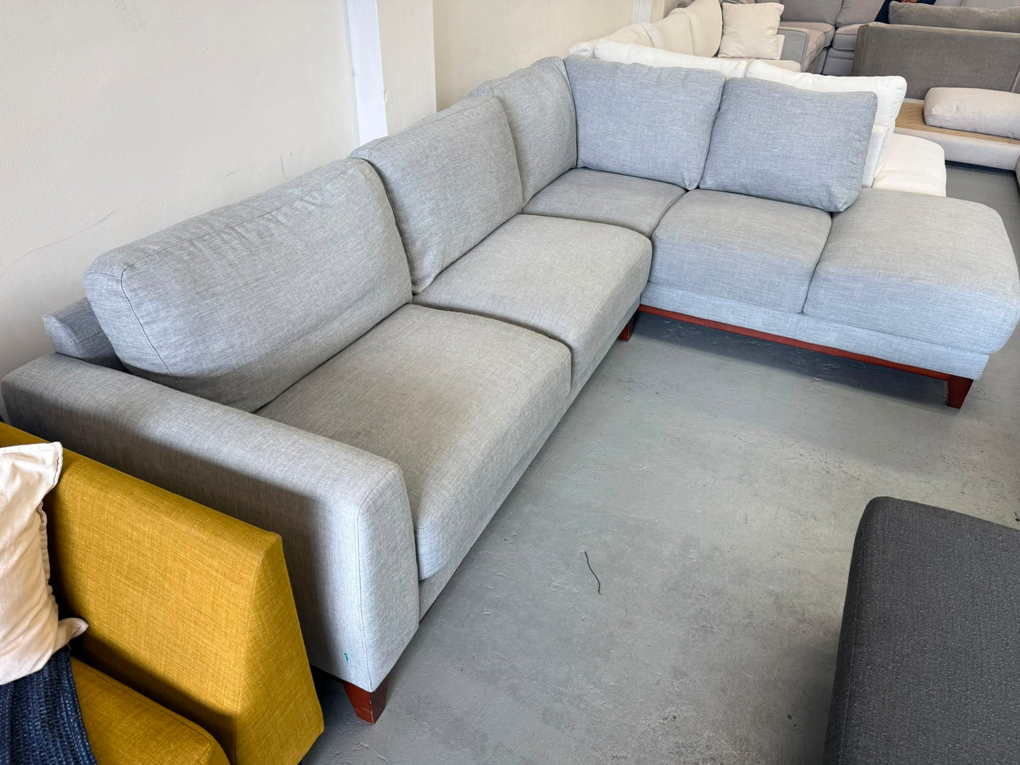 Grey L Shape Sofa – Spacious L-Shape | Pre-Owned | Steam Cleaned | Sydney-Wide Delivery