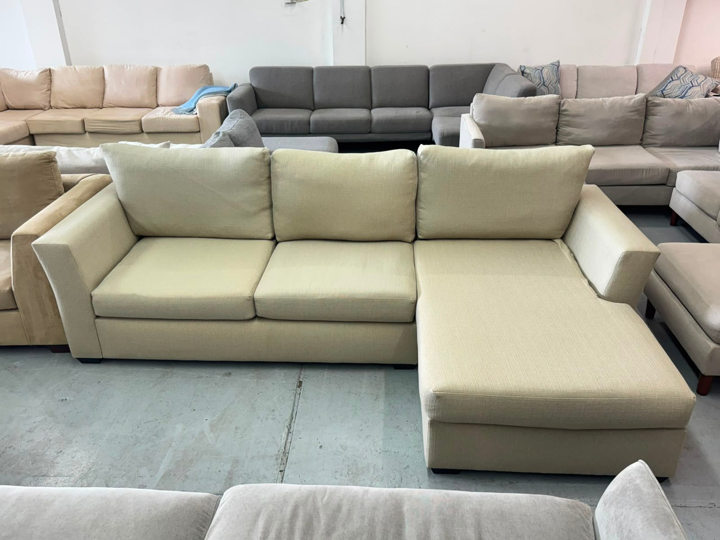 Harvey Norman Beige L-Shape Sofa with Reversible Chaise | Pre-Owned | Steam Cleaned | Sydney Wide Delivery