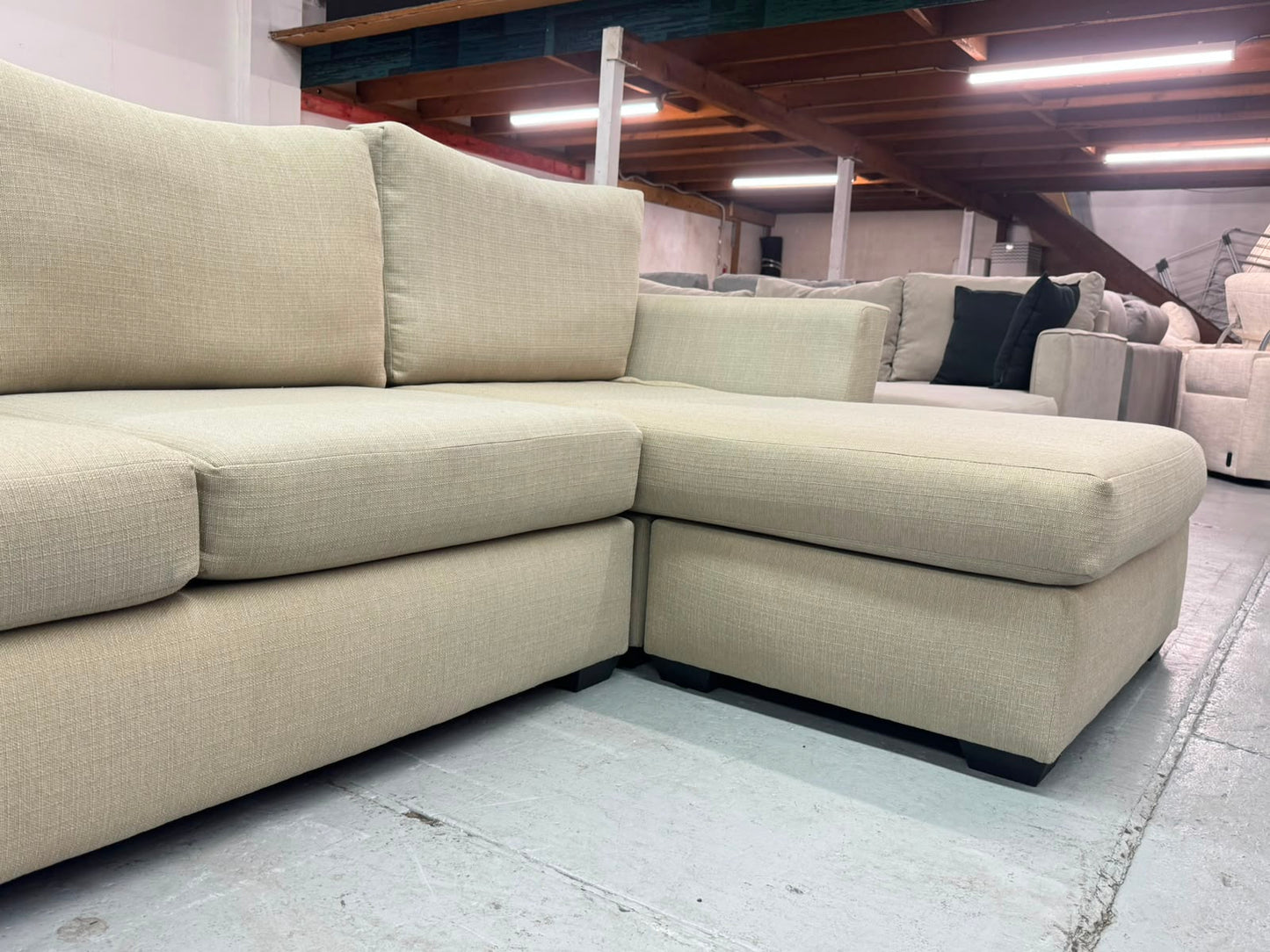 Harvey Norman Beige L-Shape Sofa with Reversible Chaise | Pre-Owned | Steam Cleaned | Sydney Wide Delivery