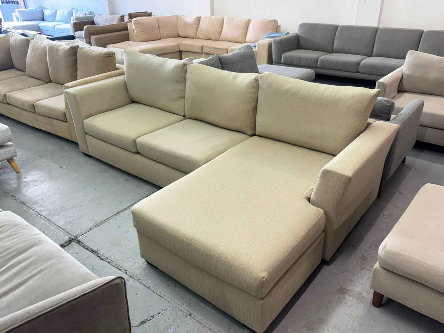 Harvey Norman Beige L-Shape Sofa with Reversible Chaise | Pre-Owned | Steam Cleaned | Sydney Wide Delivery