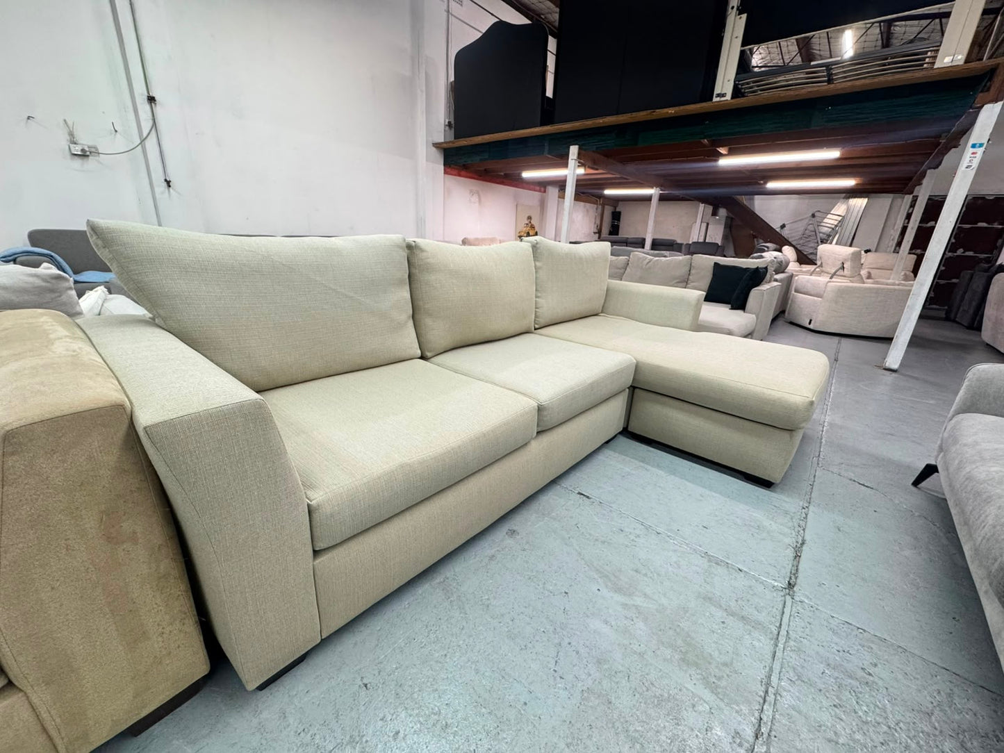 Harvey Norman Beige L-Shape Sofa with Reversible Chaise | Pre-Owned | Steam Cleaned | Sydney Wide Delivery