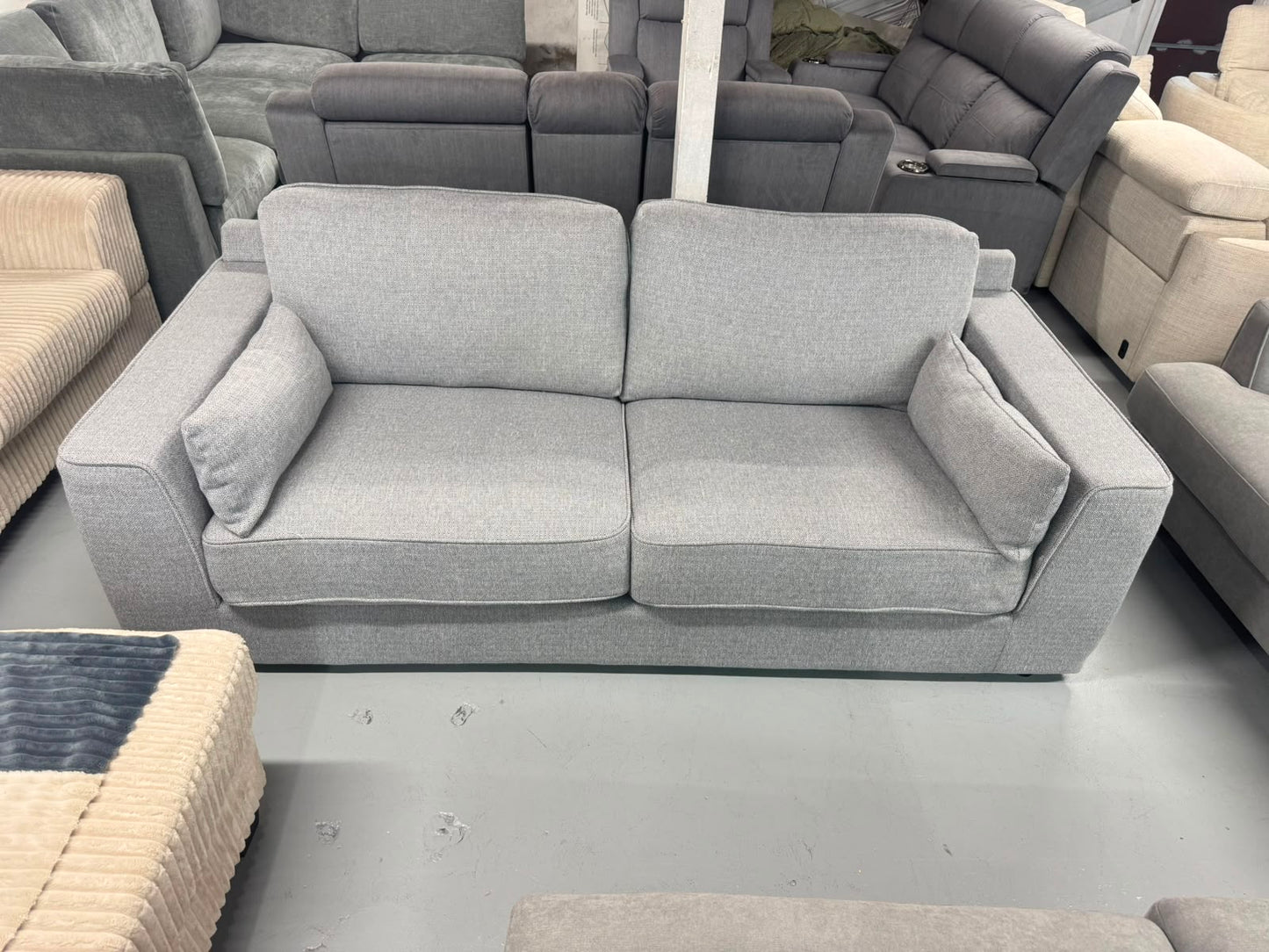 Harvey Norman Light Grey 2.5 Seater Sofa with Side Storage | Brand New | Sydney Wide Delivery