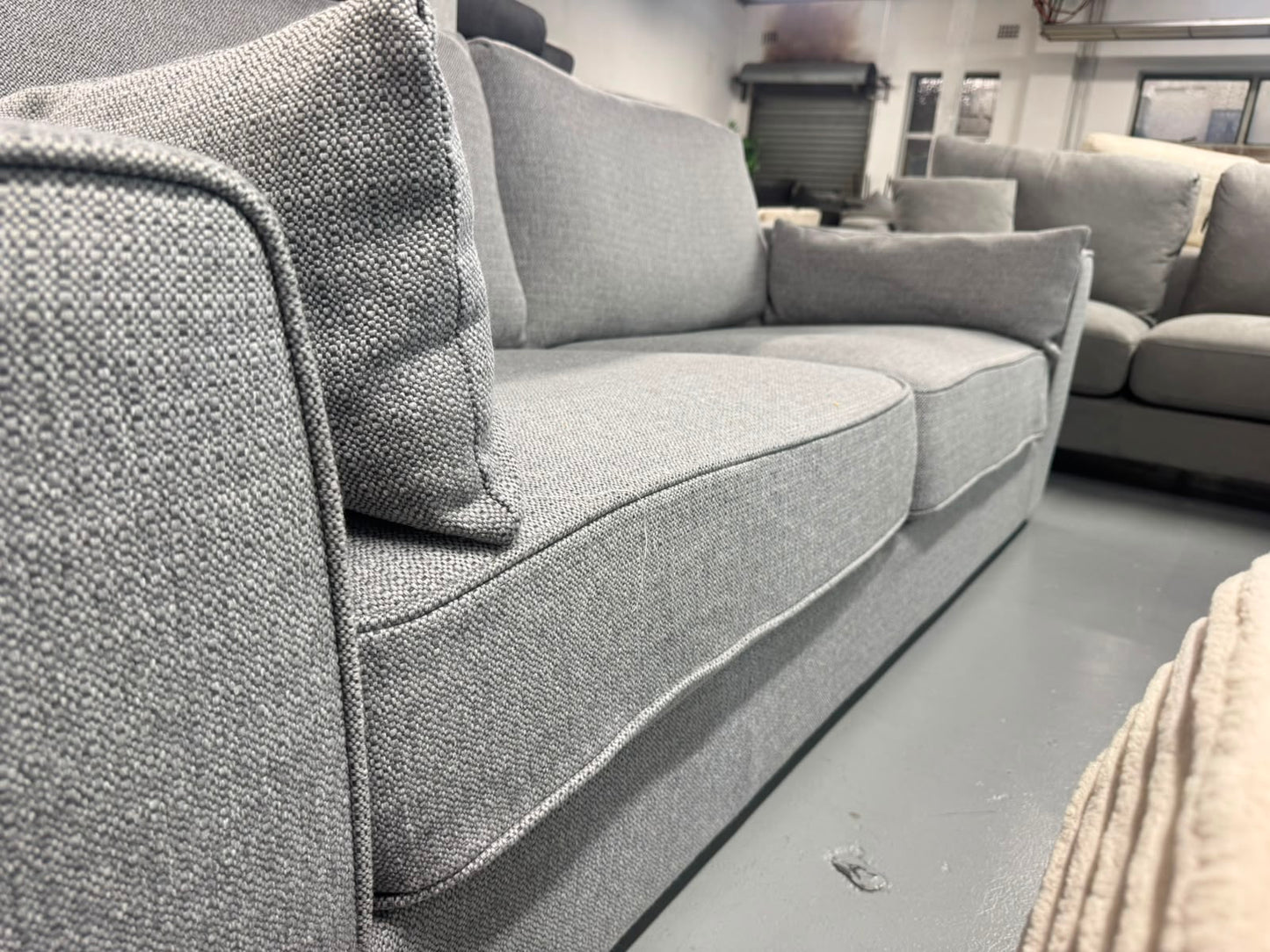 Harvey Norman Light Grey 2.5 Seater Sofa with Side Storage | Brand New | Sydney Wide Delivery