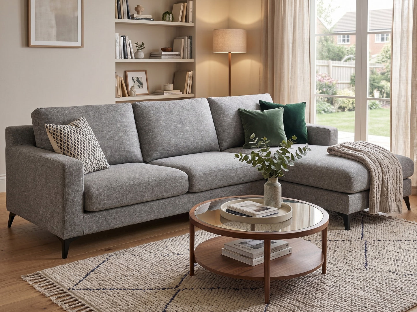 FocusOn Furniture Grey L-Shape Sofa with Chaise | Pre-Owned | Steam Cleaned | Sydney Wide Delivery